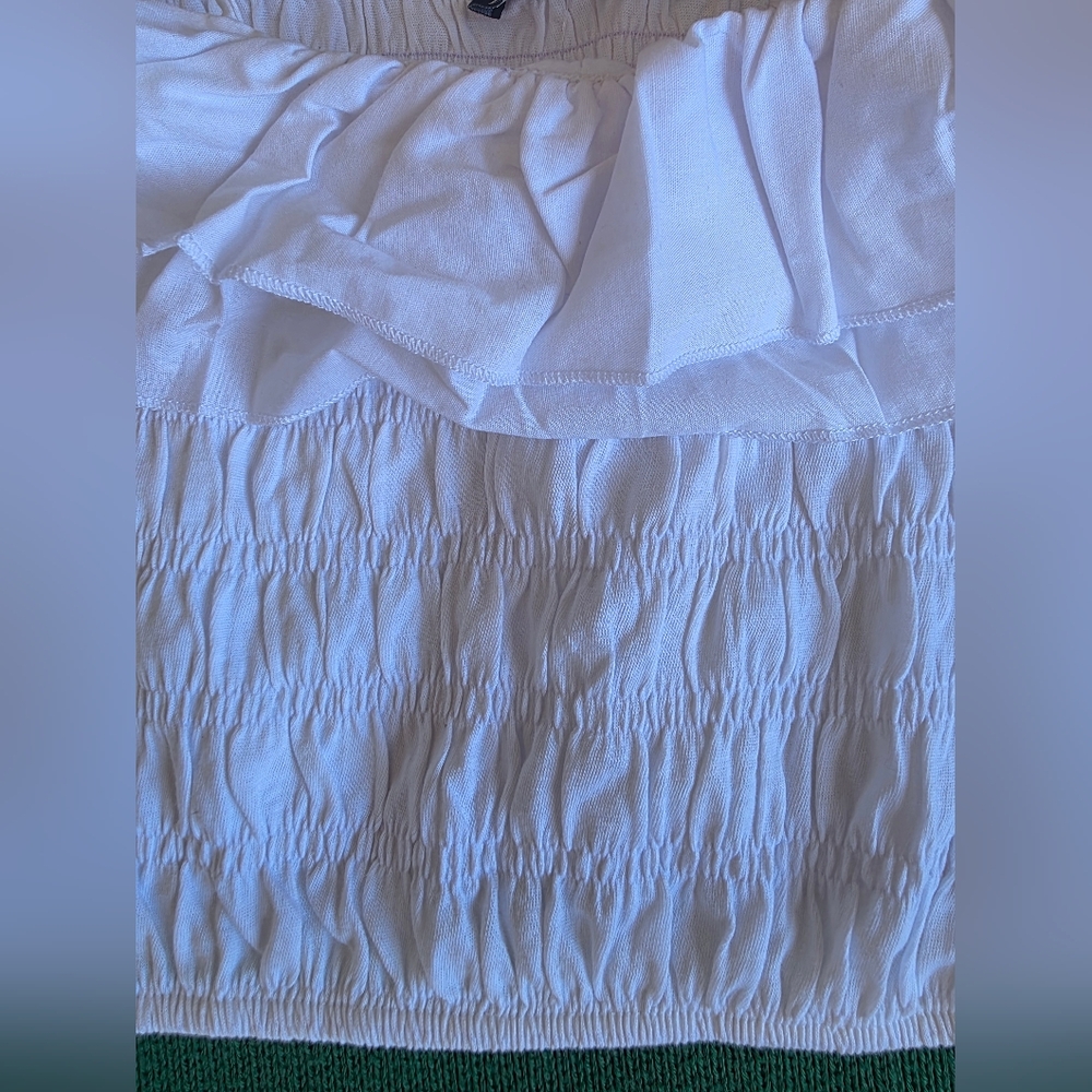 Zara White Ruffled Smocked Crop Top w Off-Shoulder Tie Straps NEW S Med - Picture 9 of 9